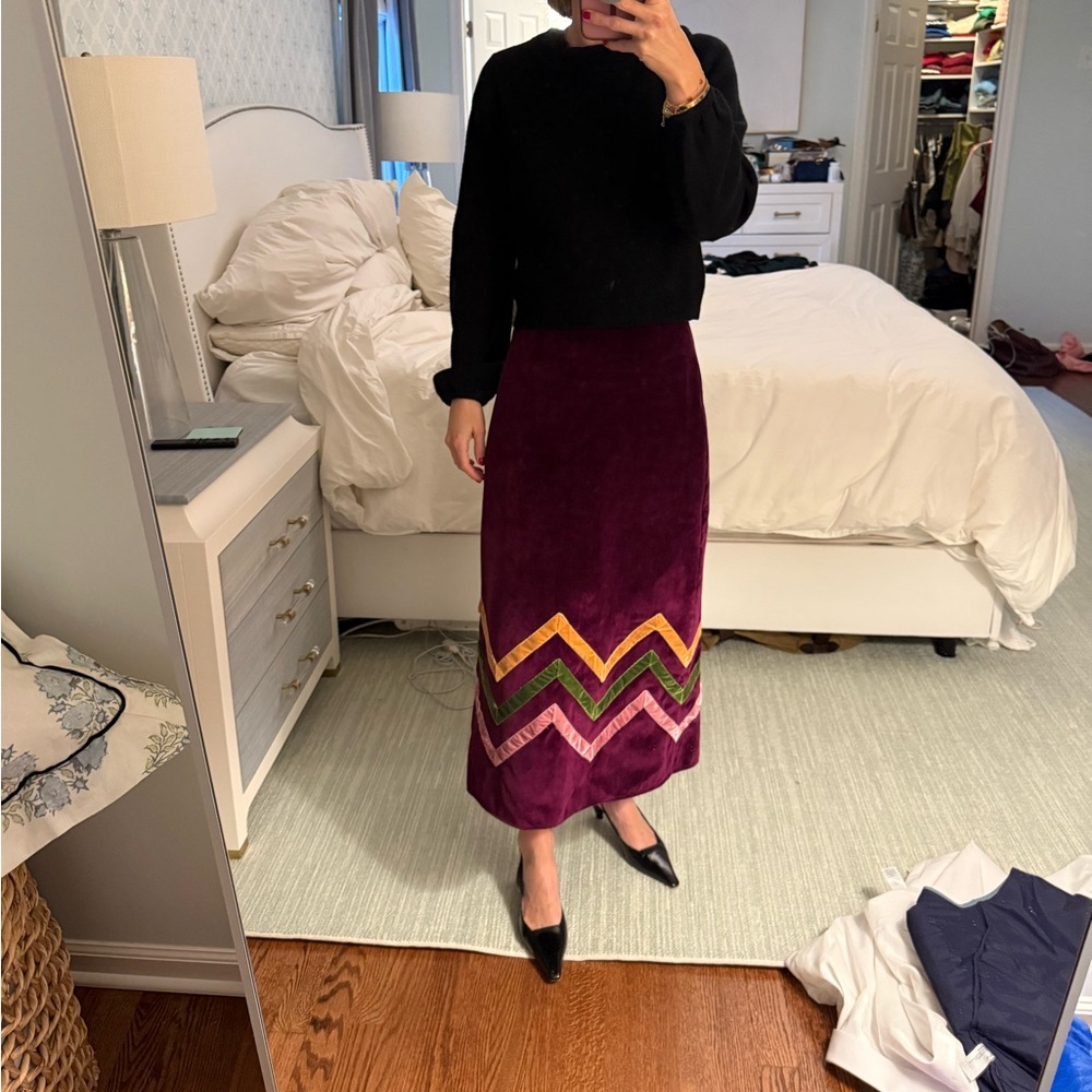 La Veste NWT Velvet Chevron A-Line Skirt in Multicolor